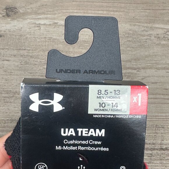 NWT UnderArmour UA Team Unisex Cushioned Crew Socks Size M/L (Red) - Picture 4 of 12